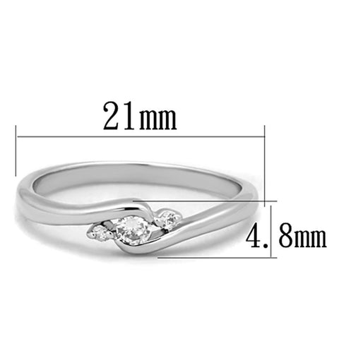 3W822 - Rhodium Brass Ring with AAA Grade CZ  in Clear