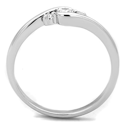 3W822 - Rhodium Brass Ring with AAA Grade CZ  in Clear
