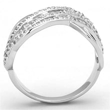 3W823 - Rhodium Brass Ring with AAA Grade CZ  in Clear