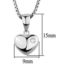 3W825 - Rhodium Brass Chain Pendant with AAA Grade CZ  in Clear
