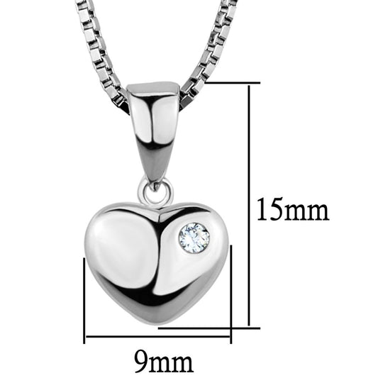 3W825 - Rhodium Brass Chain Pendant with AAA Grade CZ  in Clear