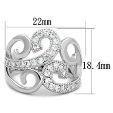 3W827 - Rhodium Brass Ring with AAA Grade CZ  in Clear