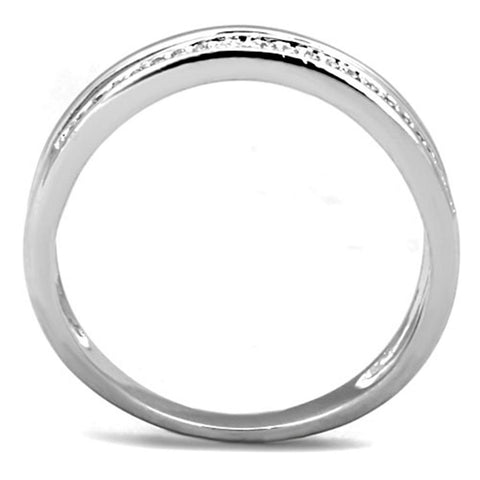 3W829 - Rhodium Brass Ring with AAA Grade CZ  in Clear