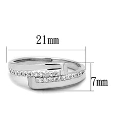 3W835 - Rhodium Brass Ring with AAA Grade CZ  in Clear