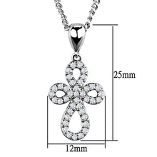 3W845 - Rhodium Brass Chain Pendant with AAA Grade CZ  in Clear