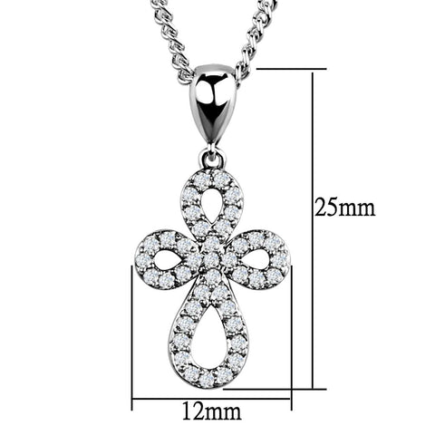 3W845 - Rhodium Brass Chain Pendant with AAA Grade CZ  in Clear