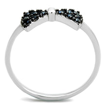 3W856 - Rhodium + Ruthenium Brass Ring with AAA Grade CZ  in Black Diamond