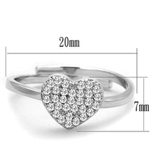 3W865 - Rhodium Brass Ring with AAA Grade CZ  in Clear