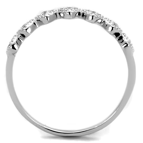 3W868 - Rhodium Brass Ring with AAA Grade CZ  in Clear