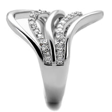 3W878 - Rhodium Brass Ring with AAA Grade CZ  in Clear