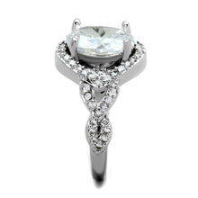 3W880 - Rhodium Brass Ring with AAA Grade CZ  in Clear