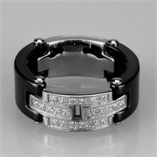 3W976 - High polished (no plating) Stainless Steel Ring with Ceramic  in Jet