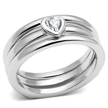 3W027 - Rhodium Brass Ring with AAA Grade CZ  in Clear