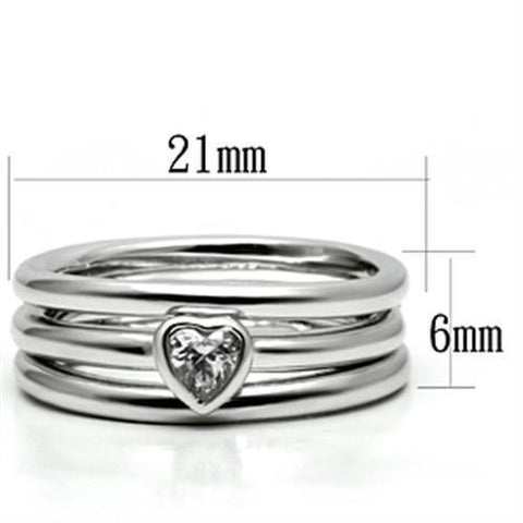 3W027 - Rhodium Brass Ring with AAA Grade CZ  in Clear