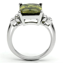 3W029 - Rhodium Brass Ring with AAA Grade CZ  in Olivine color