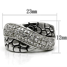 3W037 - Rhodium Brass Ring with AAA Grade CZ  in Clear