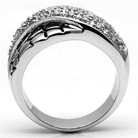 3W037 - Rhodium Brass Ring with AAA Grade CZ  in Clear