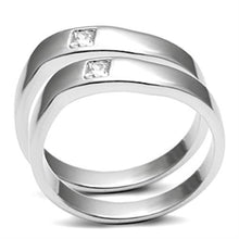 3W039 - Rhodium Brass Ring with AAA Grade CZ  in Clear