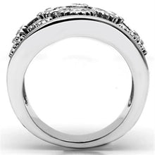 3W059 - Rhodium Brass Ring with AAA Grade CZ  in Clear