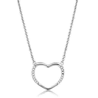 3W1023 - Rhodium Brass Chain Pendant with AAA Grade CZ  in Clear