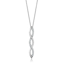 3W1039 - Rhodium Brass Chain Pendant with AAA Grade CZ  in Clear