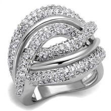 3W1081 - Rhodium Brass Ring with AAA Grade CZ  in Clear