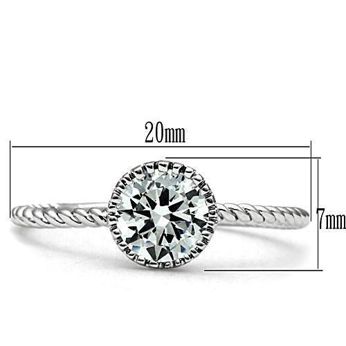 3W108 - Rhodium Brass Ring with AAA Grade CZ  in Clear