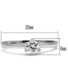 3W109 - Rhodium Brass Ring with AAA Grade CZ  in Clear
