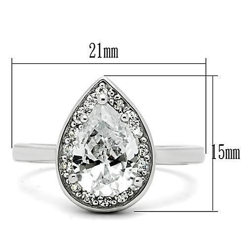 3W111 - Rhodium Brass Ring with AAA Grade CZ  in Clear