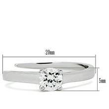 3W112 - Rhodium Brass Ring with AAA Grade CZ  in Clear