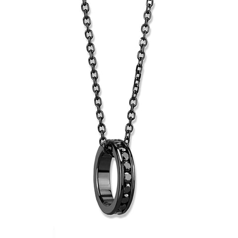 3W1144 - IP Light Black  (IP Gun) Brass Chain Pendant with Top Grade Crystal  in Light Gray