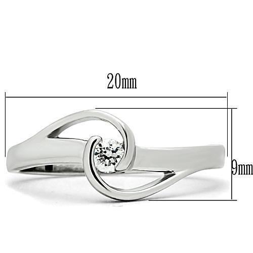 3W114 - Rhodium Brass Ring with AAA Grade CZ  in Clear