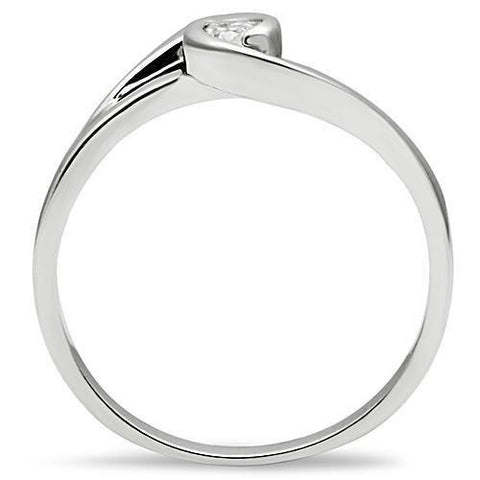 3W114 - Rhodium Brass Ring with AAA Grade CZ  in Clear