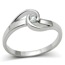 3W114 - Rhodium Brass Ring with AAA Grade CZ  in Clear