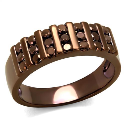 3W1164 - IP Coffee light Brass Ring with AAA Grade CZ  in Light Coffee