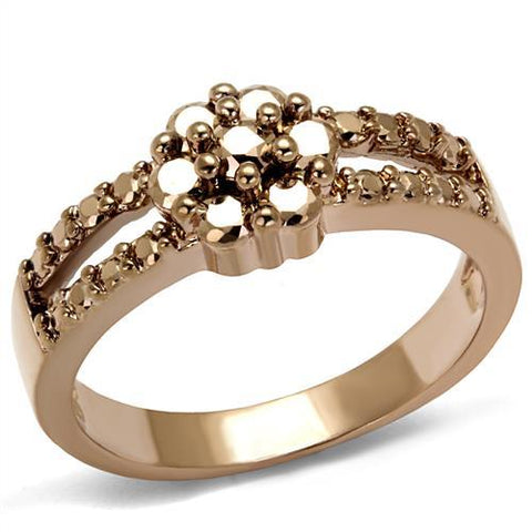 3W1192 - IP Rose Gold(Ion Plating) Brass Ring with AAA Grade CZ  in Metallic Light Gold