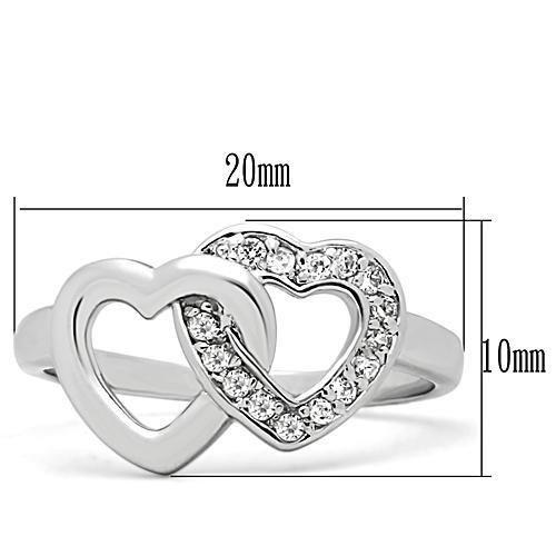 3W123 - Rhodium Brass Ring with AAA Grade CZ  in Clear