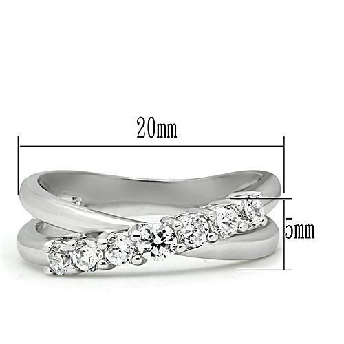 3W124 - Rhodium Brass Ring with AAA Grade CZ  in Clear