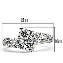 3W132 - Rhodium Brass Ring with AAA Grade CZ  in Clear