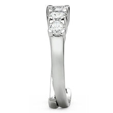 3W134 - Rhodium Brass Ring with AAA Grade CZ  in Clear