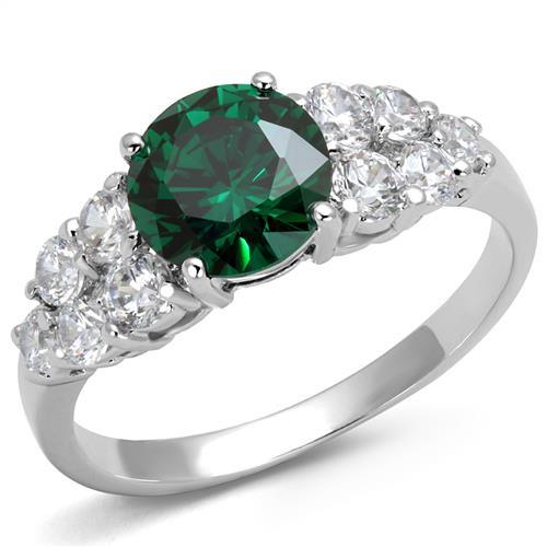 3W1364 - Rhodium Brass Ring with Synthetic Spinel in Emerald