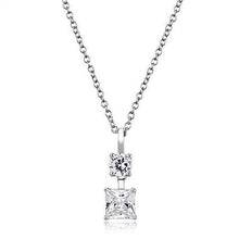 3W1374 - Rhodium 925 Sterling Silver Chain Pendant with AAA Grade CZ  in Clear