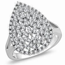 3W1436 - Rhodium Brass Ring with AAA Grade CZ  in Clear