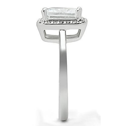 3W144 - Rhodium Brass Ring with AAA Grade CZ  in Clear