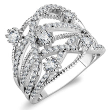 3W1463 - Rhodium Brass Ring with AAA Grade CZ  in Clear