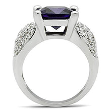 3W148 - Rhodium Brass Ring with AAA Grade CZ  in Amethyst