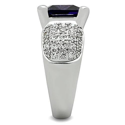 3W148 - Rhodium Brass Ring with AAA Grade CZ  in Amethyst