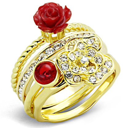 3W1495 - Gold Brass Ring with Synthetic Synthetic Stone in Siam