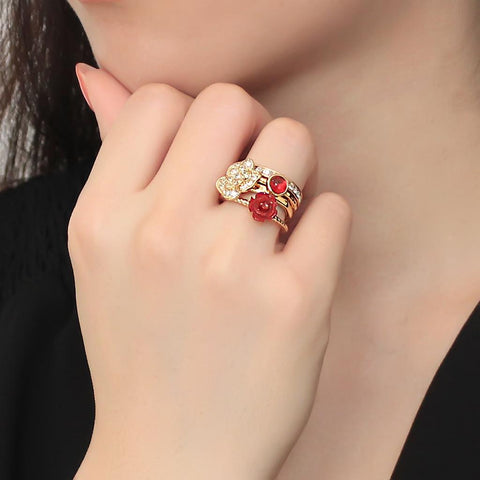 3W1495 - Gold Brass Ring with Synthetic Synthetic Stone in Siam