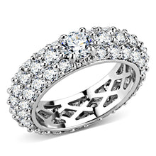 3W1534 - Rhodium Brass Ring with AAA Grade CZ  in Clear